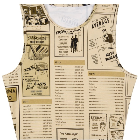 Fashion Brand Company Tops - S Yellow Pages Stretch Crop Tank Top - NWOT